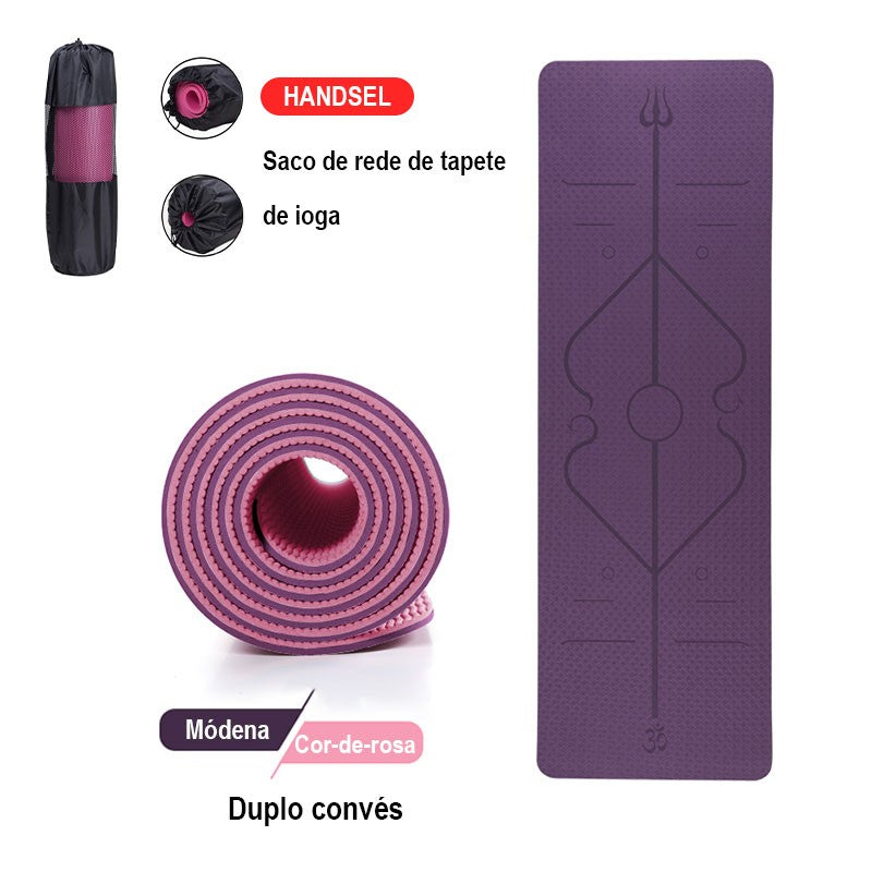 Tapete para ginástica com camada dupla antiderrapante com linha de posição