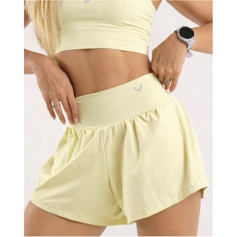 Manu Short Duplo Fitness Feminino Em Poliamida