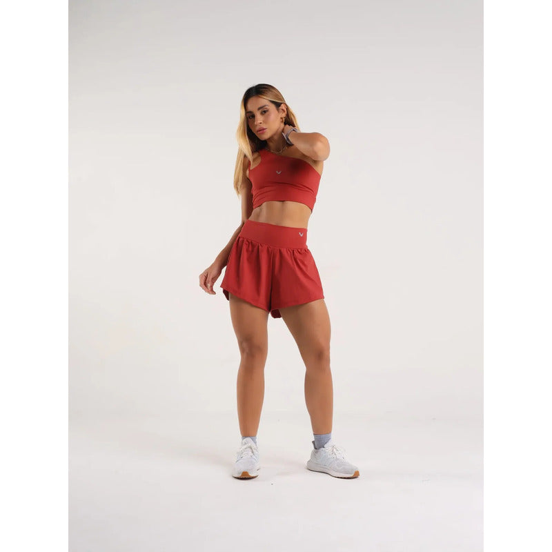 Manu Short Duplo Fitness Feminino Em Poliamida
